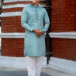 Mughal Embroidery Panjabi | Crs Ocean Blue